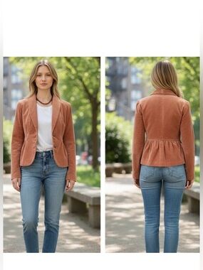 J. Crew Women's Eden Velvet Blazer Jacket - Peach Peplum Bottom